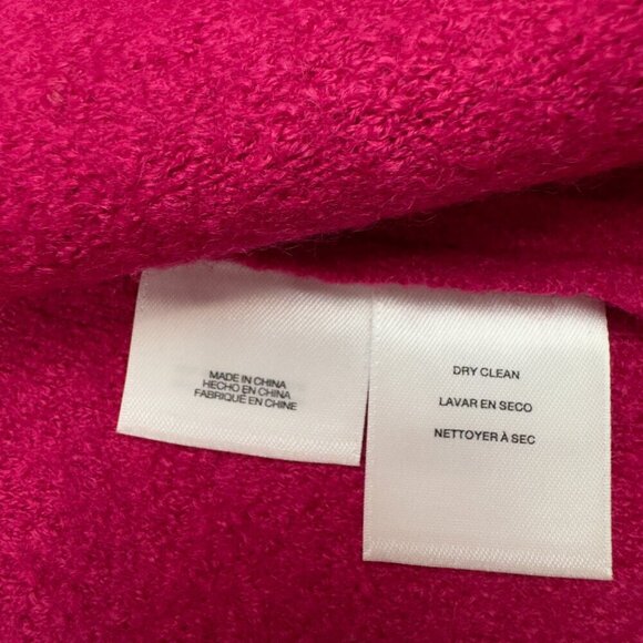 Kasper Boiled Wool/Viscose Open Front Hot Pink Long Line Jacket Women's Size L - Picture 9 of 9